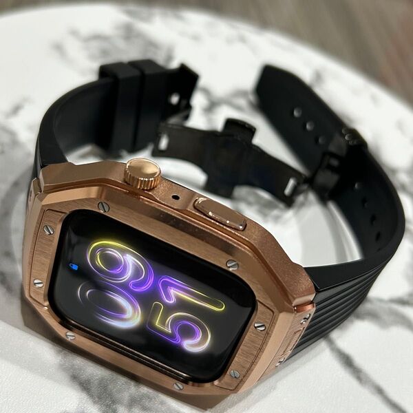 高級Dバックル黒黒金【絶対最安】AppleWatch アップルウォッチ ベルト バンド カバー ケース 44mm/45mm