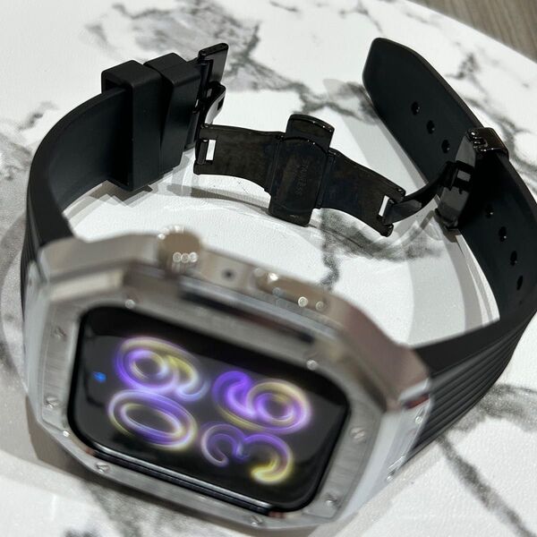 高級Dバックル黒黒銀【絶対最安】Apple Watch AppleWatch アップルウォッチ ベルト バンド カバー ケース