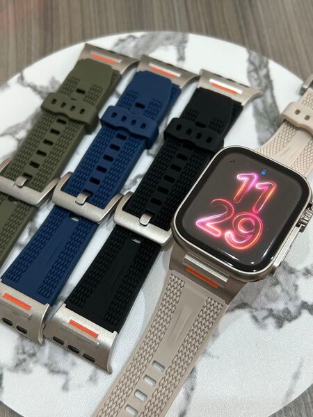 ケース付き緑銀【絶対最安】 Apple Watch AppleWatch アップルウォッチ ベルト バンド カバー