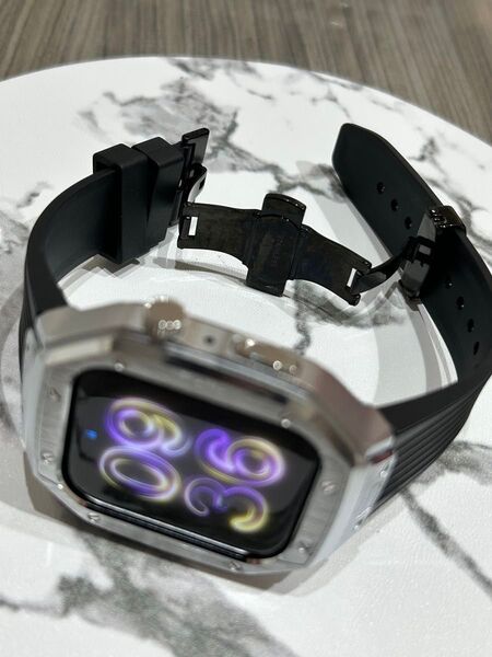 高級Dバックル黒黒銀【絶対最安】Apple Watch AppleWatch アップルウォッチ ベルト バンド カバー ケース