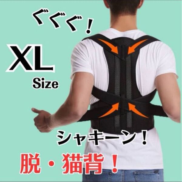 猫背 矯正ベルト 姿勢サポーター 姿勢矯正 腰痛改善 美姿勢 肩こり 背筋 XL