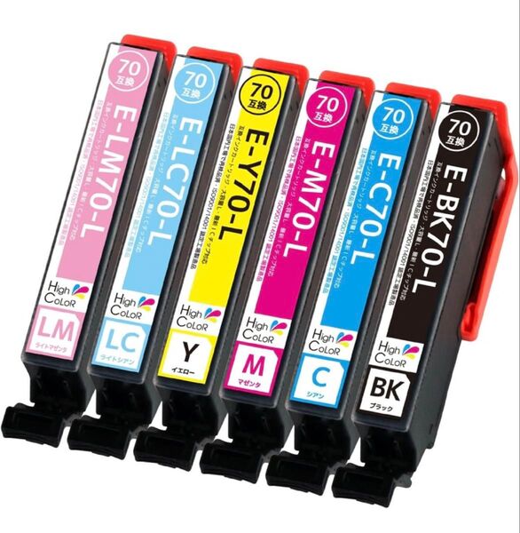 【6本セット】エプソン互換 インクカートリッジ IC70(BK/C/M/Y/LC/LM)さくらんぼ
