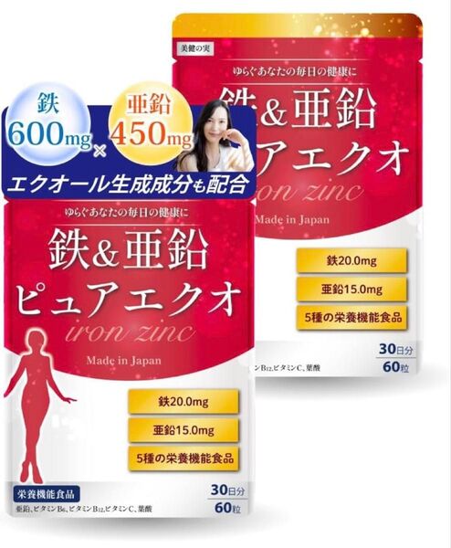 【通常2,780円】【高評価/人気】鉄 亜鉛【現役医師と共同開発】 鉄分 亜鉛 サプリ 60~120日分120粒 (2袋)
