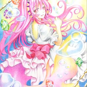 色鉛筆イラスト原画「ピンクプリンセスの輝き」