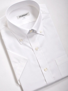 D'urban Durban * white plain button down short sleeves shirt 38* form stability * made in Japan 