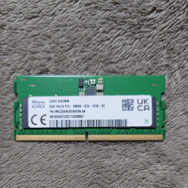 ①SK hynix DDR5 SODIMM 8GB メモリ 1枚 ノートPC用