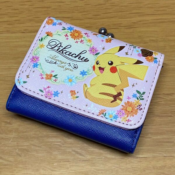 ポケモン ピカチュウ 財布 サイフ がま口 三つ折り財布 レア 花 お花 フラワー ピンク かわいい ポケットモンスター