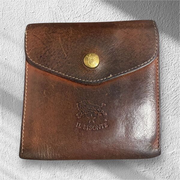 IL BISONTE イルビゾンテ 二つ折り財布 人気色 キャメル レザー 本革