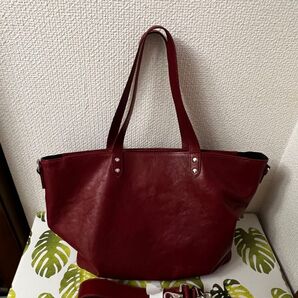 DOCHE レザートートバッグ ショルダーバッグ 2way レッド