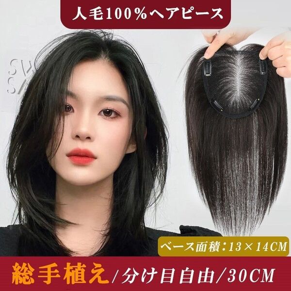 人毛100% ヘアピース 総手植え 分け目自由 超軽量 蒸れにくい 装着簡単