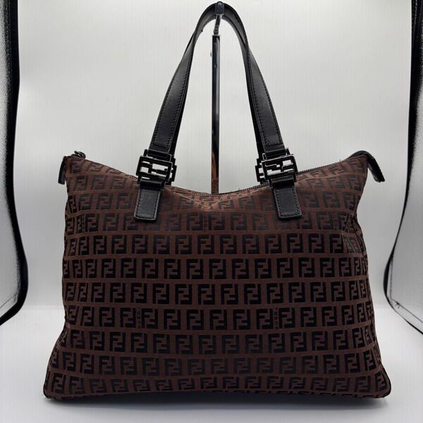 美品 FENDI フェンディ ズッカ柄 ズッキーノ ハンドバッグ ブラウン