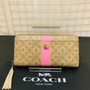 COACH コーチ 長財布 ロングウォレット ラウンドファスナー シグネチャー 財布 レザー PVC