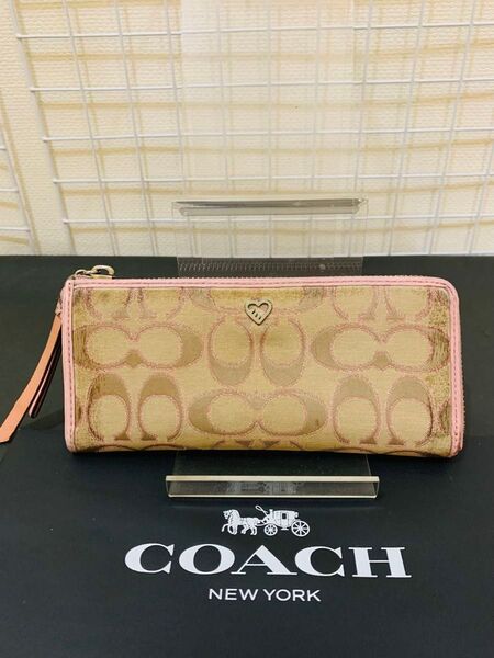COACH コーチ 長財布 ロングウォレット L字ファスナー シグネチャー 財布 レザー キャンバス