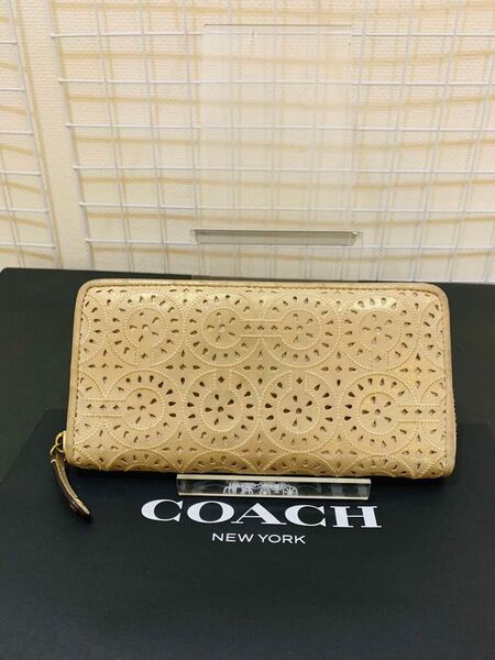 COACH コーチ 長財布 ロングウォレット ラウンドファスナー シグネチャー 財布 オールレザー