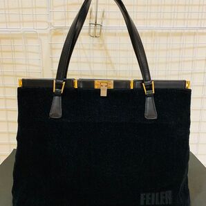 【まあまあ美品】FEILER フェイラー トートバッグ ハンドバッグ ブラック