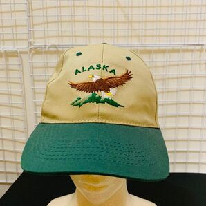 【タグ付き未使用美品】Alaska アラスカ キャップ 帽子 黒 フリー 男女兼用 ベージュグリーン