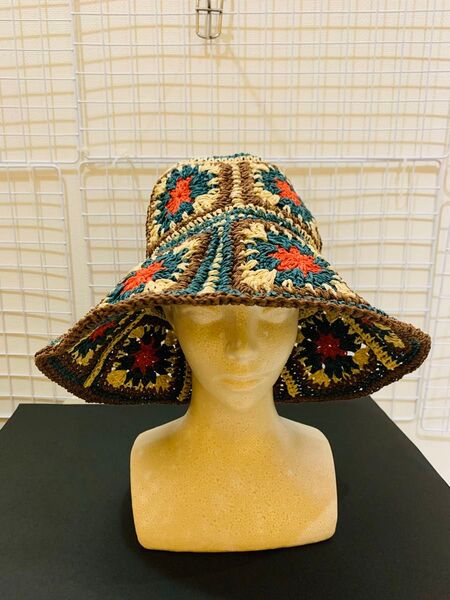 【未使用美品】ニコアンド つば広帽子 麦わら帽子 アウトドア バケットハット ハット 帽子 リボン