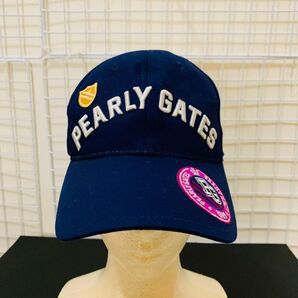 【未使用美品】パーリゲイツ ゴルフキャップ キャップ 帽子 cap 綿 刺繍 ハット ネイビー 男女兼用