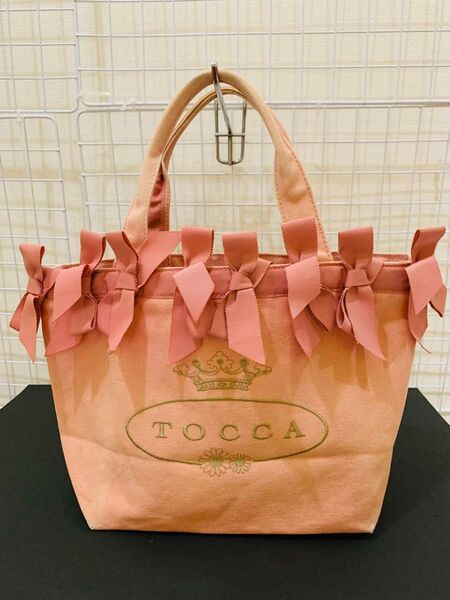 【まあまあ美品】TOCCA 特科 舟型トートバッグ キャンバストートバッグ 舟形 ミニトートバッグ ピンク