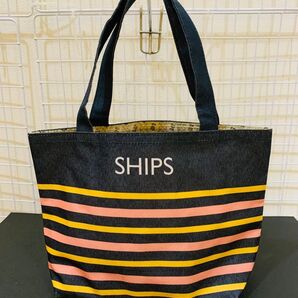 【未使用美品】SHIPS シップス トートバッグ ミニトートバッグ ランチバッグ ネイビー系