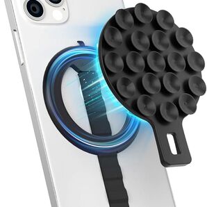 ラスト1点 両面マグネット超軽量20g スマホリング&吸盤セット ブラック