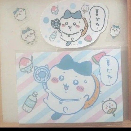 ちいかわ ハチワレ ブロマイド ダイカットステッカー クリアシール ハチワレ 夏だねー