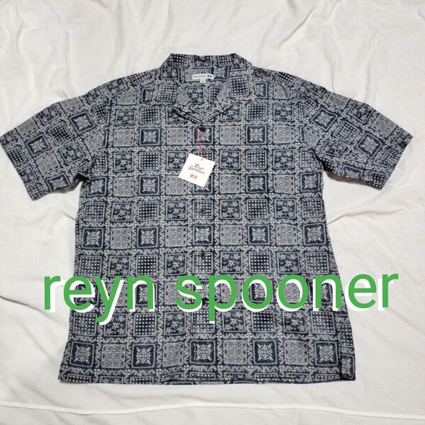 reyn spooner×UNIQLO ネイビー地柄 メンズアロハシャツ Lサイズ