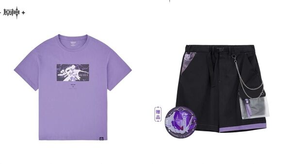 原神・公式 雷電将軍イメージ服 Tシャツ+半ズボン 2点セット 男女兼用