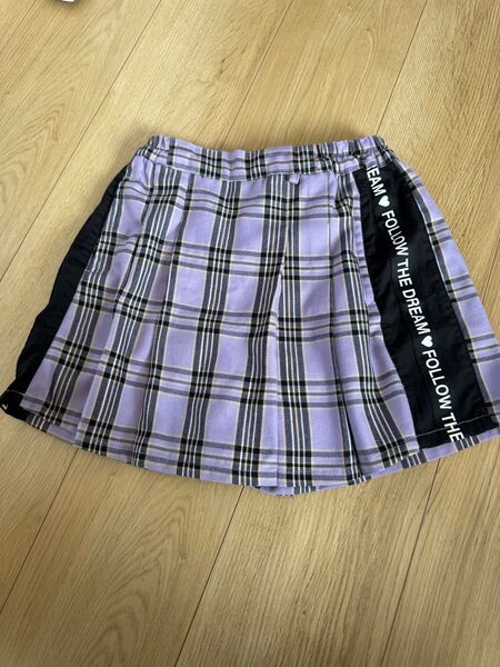 【美品】西松屋制服風スカパン紫チェック140cm