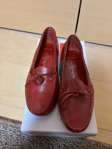 銀座カネマツ フラットシューズ ドライビングシューズ 赤