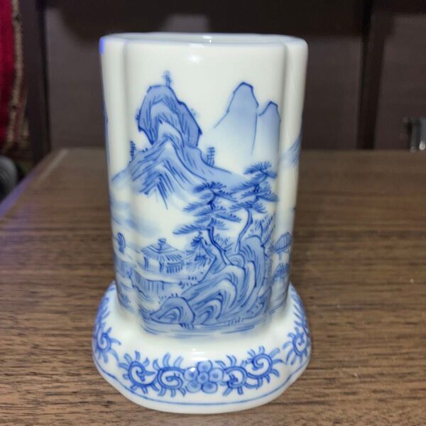 新品未使用 平戸 三川内焼き 嘉久正窯 手描きのお箸立て 風景画
