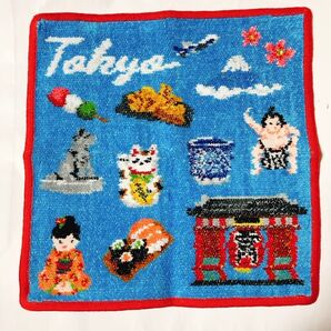 【フェイラー×ANAコラボ ANA国際線機内販売限定】ハンカチ TOKYO 縁 レッド 新品未使用 限定品