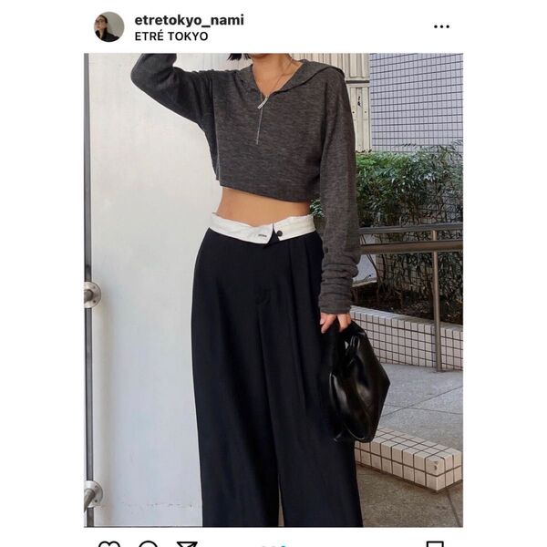 正規品 etre tokyo エトレトウキョウ 大人気 即完売 フォールド ベルト タック パンツ zozo限定 ブラック 黒