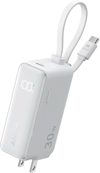 Anker アンカー Power Bank 30W, Fusion, Built-In USB-C ケーブル モバイルバッテリー