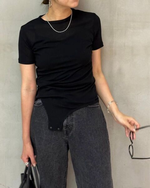 etre tokyo エトレ 正規品 シアーコンパクトボディースーツ Tシャツ 半袖 ミニ丈 デザイン ボディコン