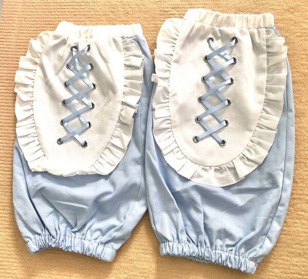 新品 ぬた。 コラボ 編み上げ レッグカバー 白×水色 サブカル サイバー系 天使界隈 水色界隈 メイド風 コスプレ ホワイニー系