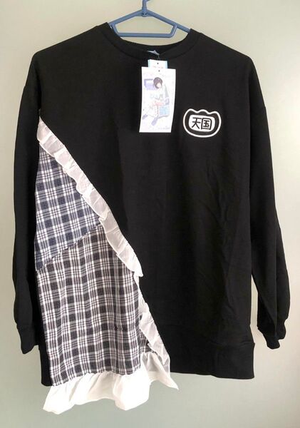 新品 ぬた。 フリル付き スウェット Mサイズ チェック 黒 悪魔界隈 サイバー サブカル あのちゃん 地雷系 デビル 病み系