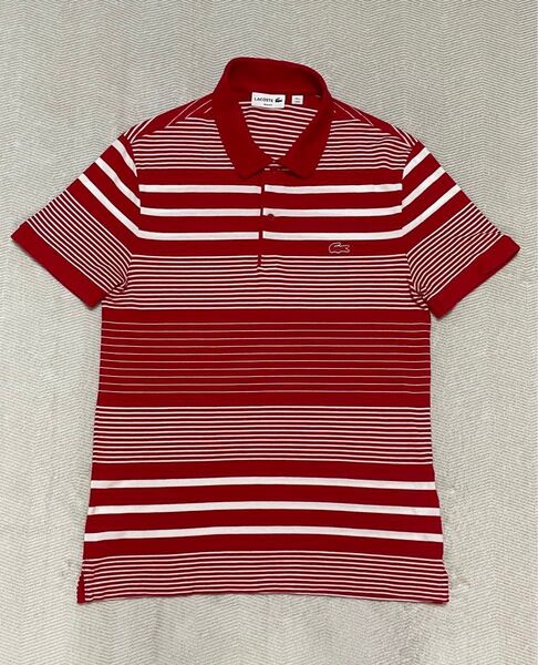 ◆ Lacoste(ラコステ)◆ ストライプ ポロシャツ レッド