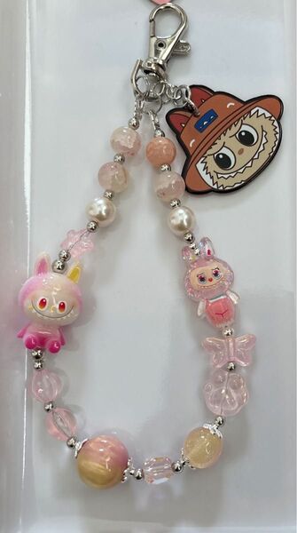 ラブブ キーホルダー バッグチャーム ストラップ アクリルプレート ビーズ
