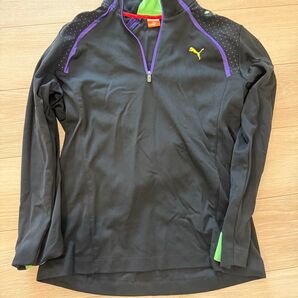 PUMA ゴルフ用ハーフジップシャツ ブラック