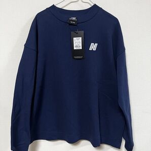 NewBalance キッズ ジュニア ヘビーウェイト オーバーサイズ ロングスリーブ Tシャツ ネイビー 140 長袖 ロンT
