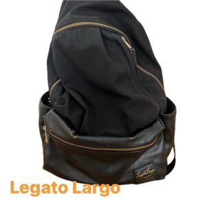 Legato Largo レガートラルゴ 黒 リュックサック レザー リュック バックパック ブラック カジュアル