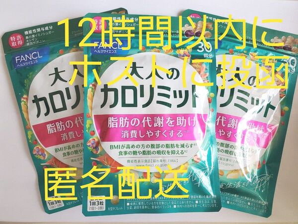 【12時間以内にポストに投函】 大人のカロリミット ファンケル 30回(90粒)×3袋