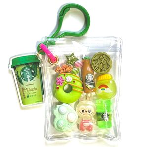 キャンディバッグ キーホルダー ガチャ詰めポーチ風 ラブブ カフェ 緑