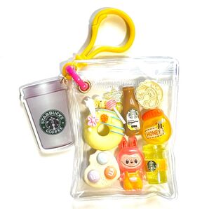 キャンディバッグ キーホルダー ガチャ詰めポーチ風 ラブブ カフェ 黄色
