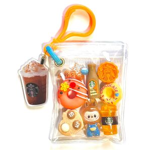 キャンディバッグ キーホルダー ガチャ詰めポーチ風 ラブブ カフェ オレンジ