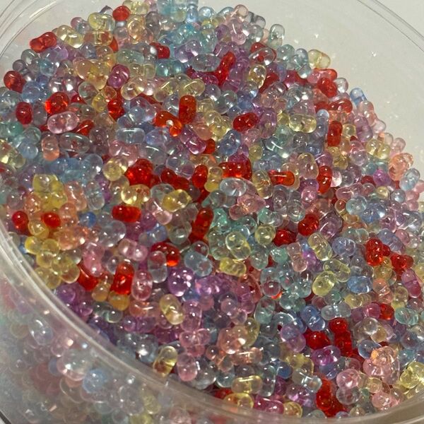 人気色アクリル クリアカラーmix ピーナッツビーズ 250g 夜光ビーズビーズアソート