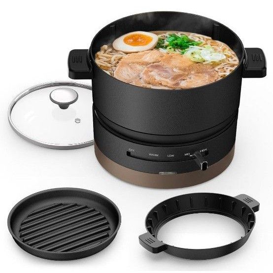 ハゴオギ (HAGOOGI) 電気鍋 1L 600W ひとり暮らし用 サイズ17cm