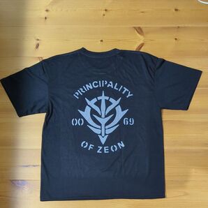 ジオン柄バックプリント Tシャツ黒 ブラックLサイズ