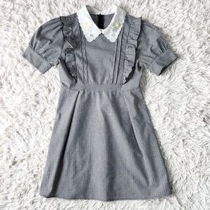 evelyn ミニワンピース ギンガムチェック ビジュー